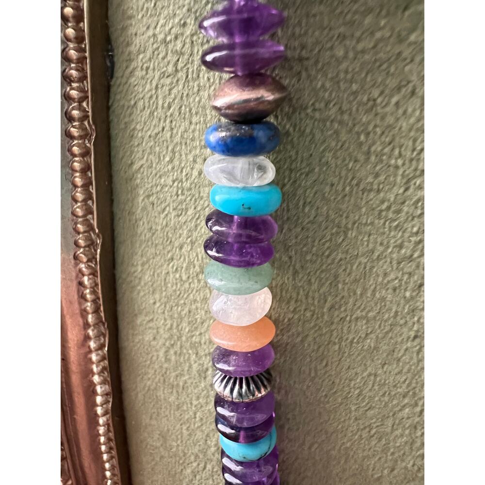 Sterling Stone Necklace 24” Amethyst Turquoise Lapis Quartz 925 Carolyn Pollack - Picture 3 of 8